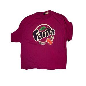 Fanta Cherry T-Shirt Unisex L Purple Graphic Tee Short Sleeve Relaxed Fit